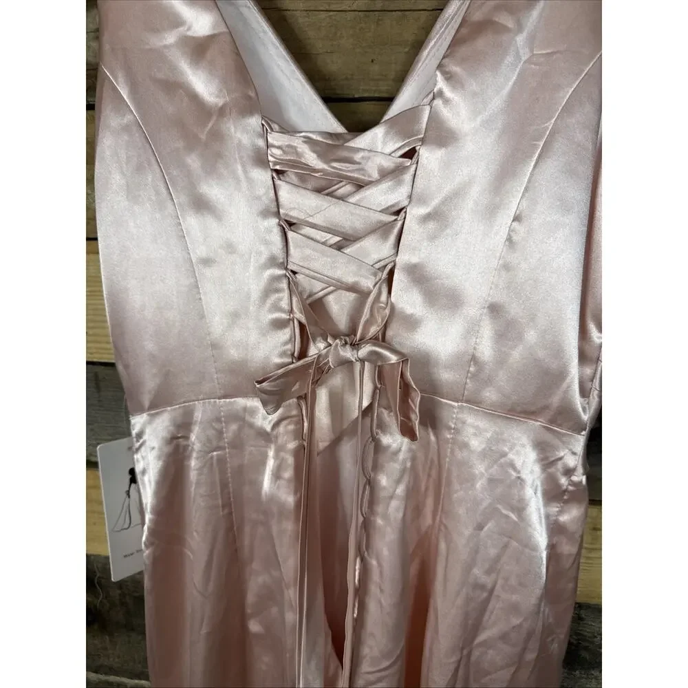 Light Pink Blush Formal Satin Dress Medium(? See Desc) - Picture 5 of 5